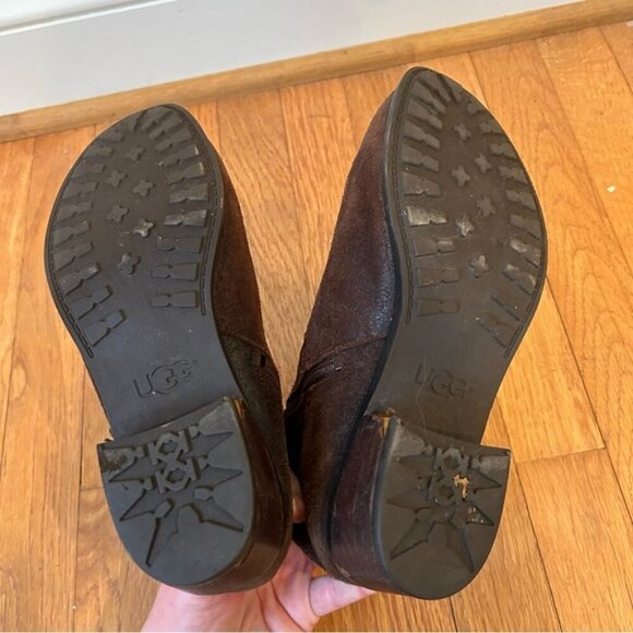 UGG Australia Zip Up Brown Suede Leather Chelsea Ankle Boots Women’s Size 6 - Picture 5 of 6